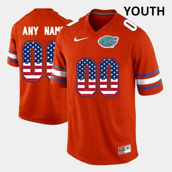 Youth Florida Gators #00 Customize NCAA Nike Orange US Flag Fashion Authentic Stitched College Football Jersey VWQ3562LW